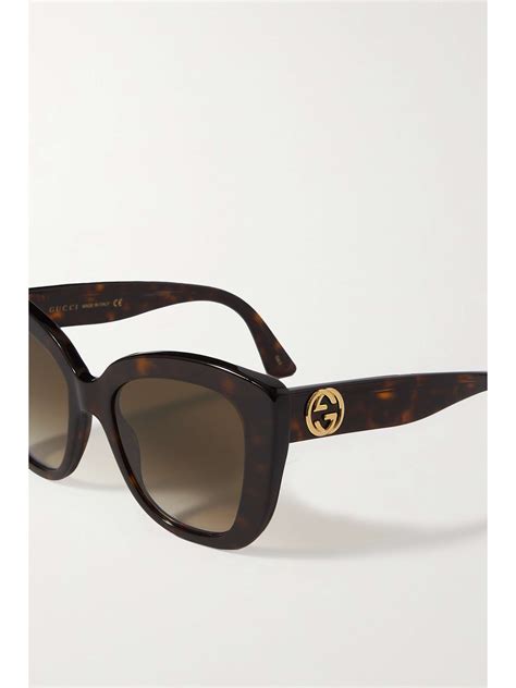 gucci two-tone cat-eye acetate sunglasses havana gold|Gucci unisex aviator sunglasses.